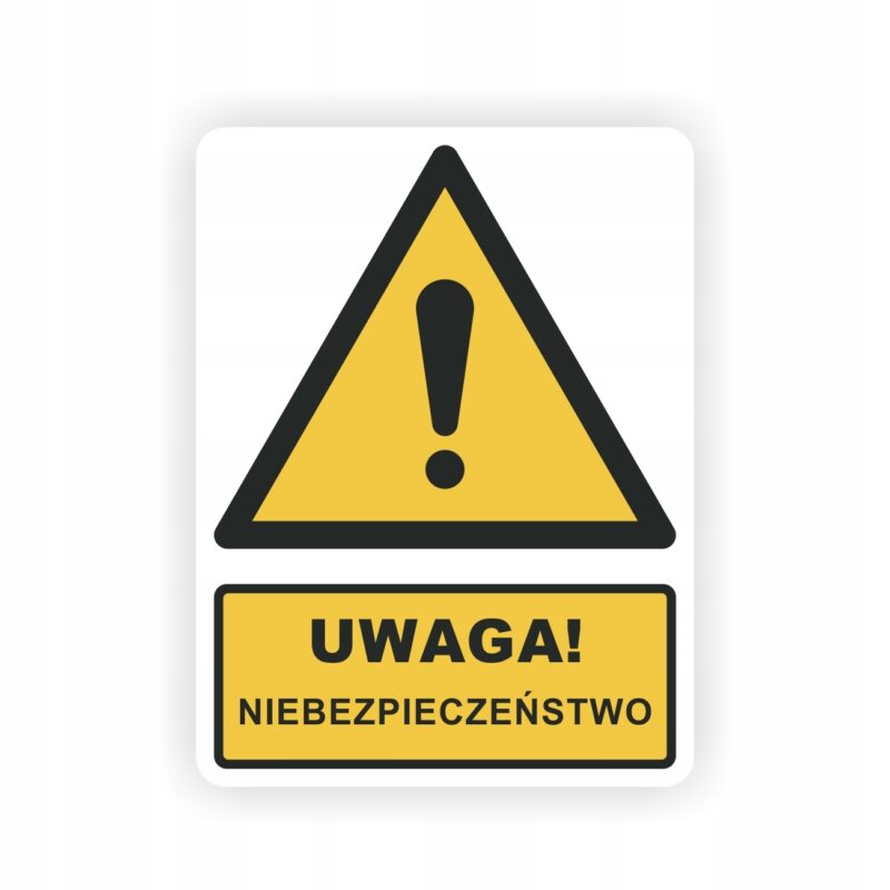 Naklejki uwaga niebezpieczeństwo z symbolem ostrzegawczym BHP