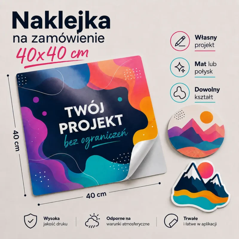 Naklejka na zamówienie 40x40 cm z własnym nadrukiem