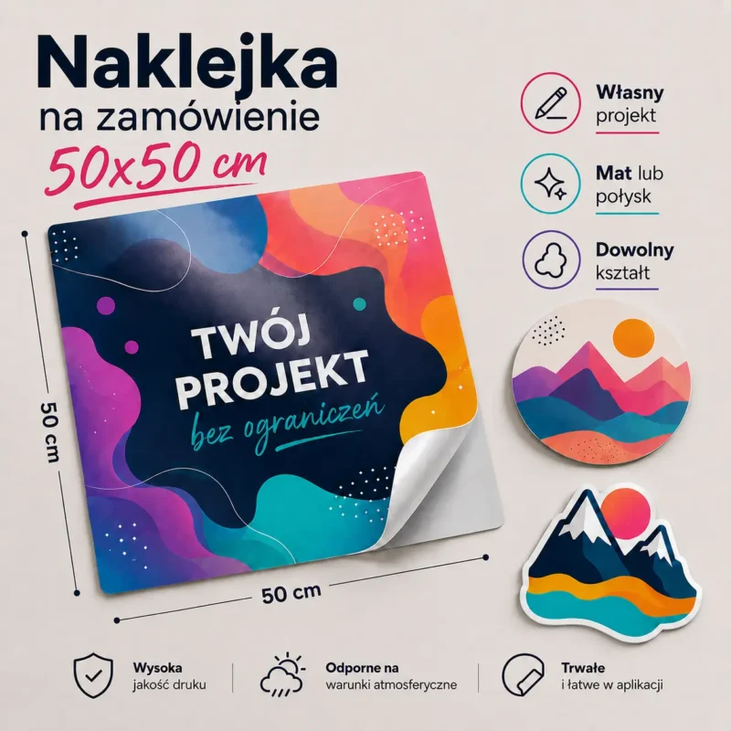 Naklejka na zamówienie 50x50 cm z własnym nadrukiem
