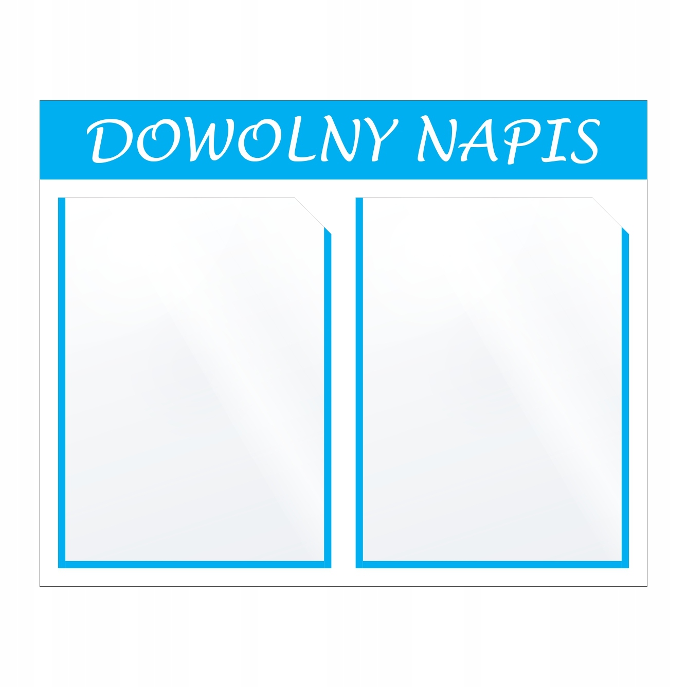 Tablica informacyjna 2×A4 z PCV montowana na ścianie – wersja z kolorowym paskiem