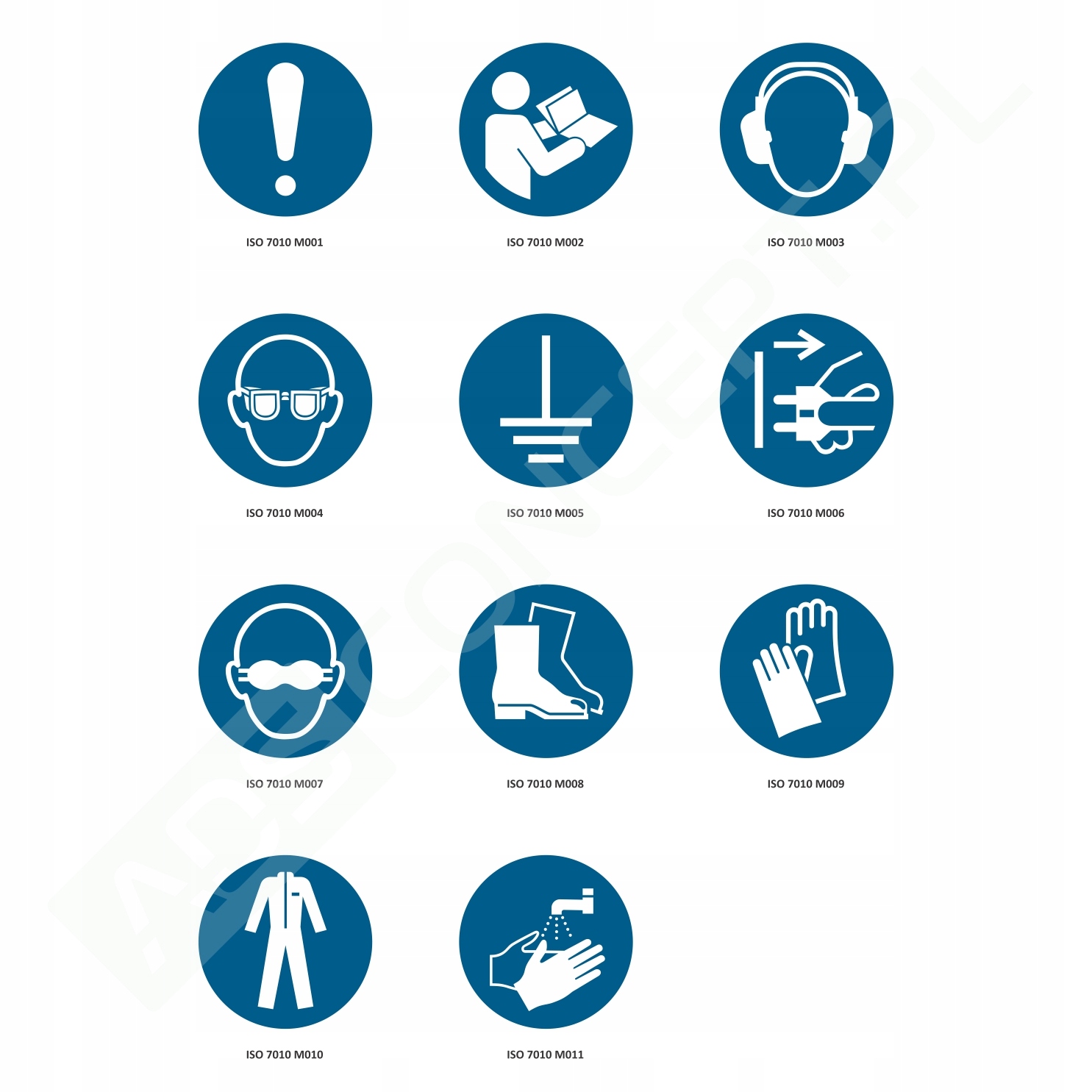 Piktogramy nakazu – wzory M001–M011