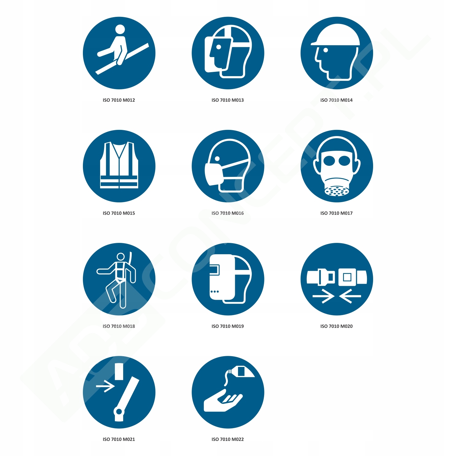 Piktogramy M012–M022 – seria nakazu