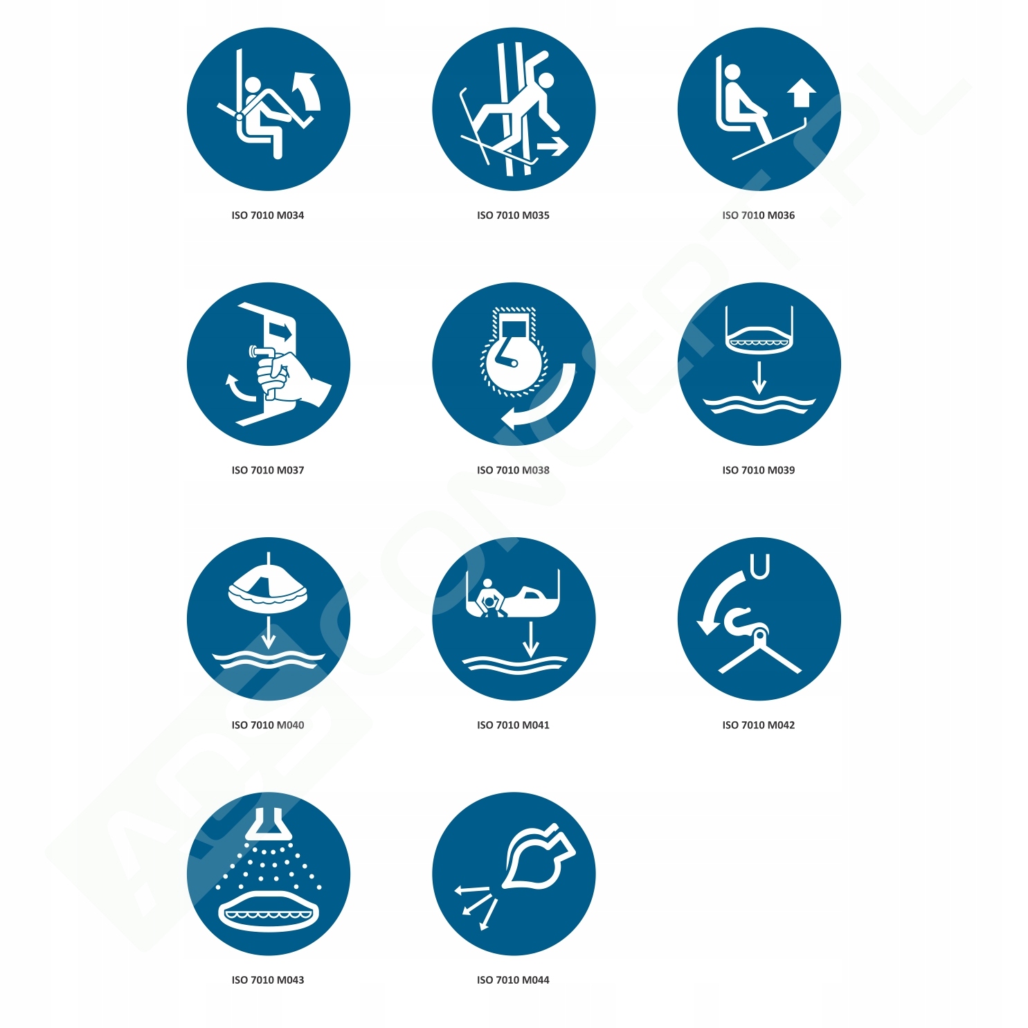 M034–M044 – przegląd piktogramów nakazu