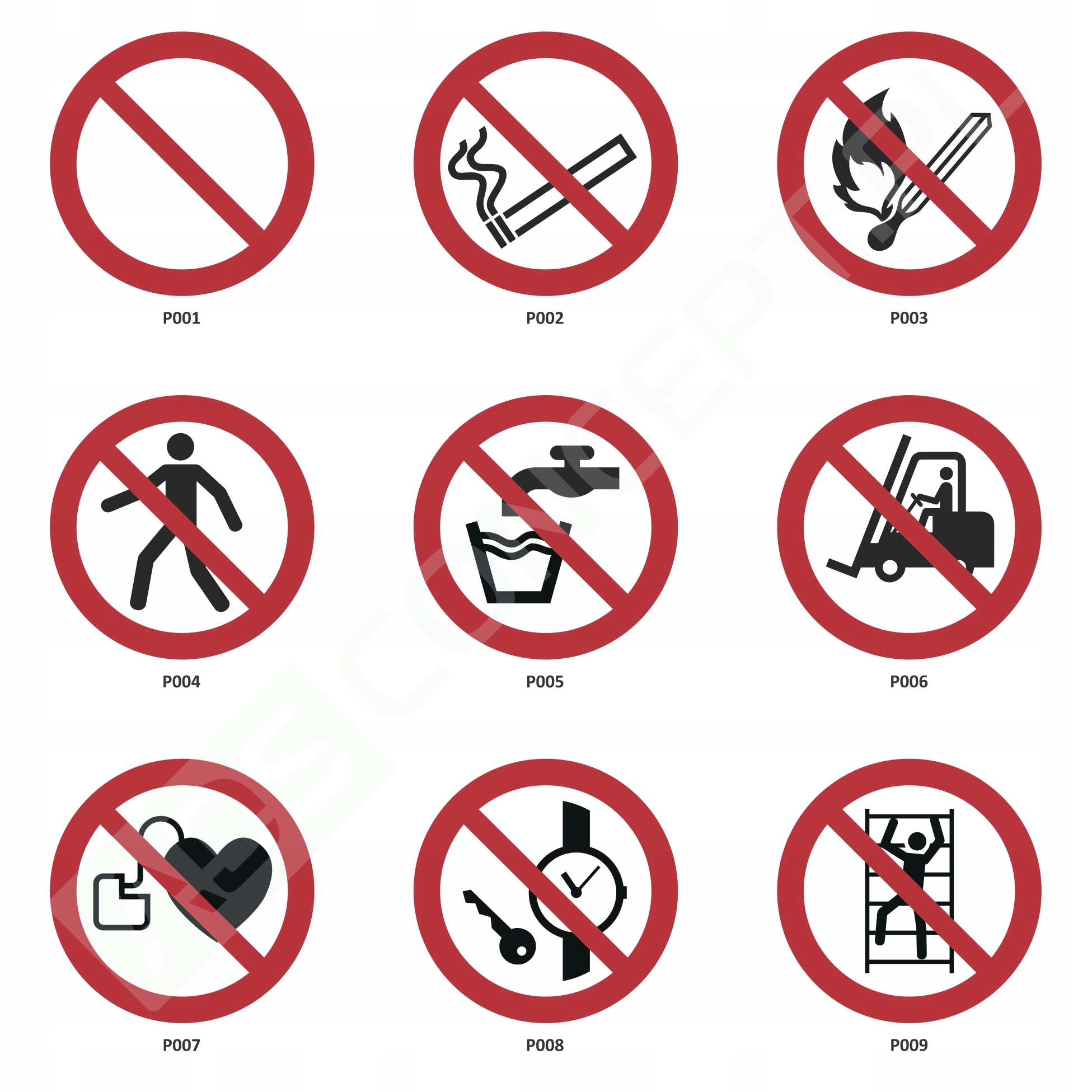 znaki bhp naklejki p001-p009 znaki bhp naklejki p001-p009