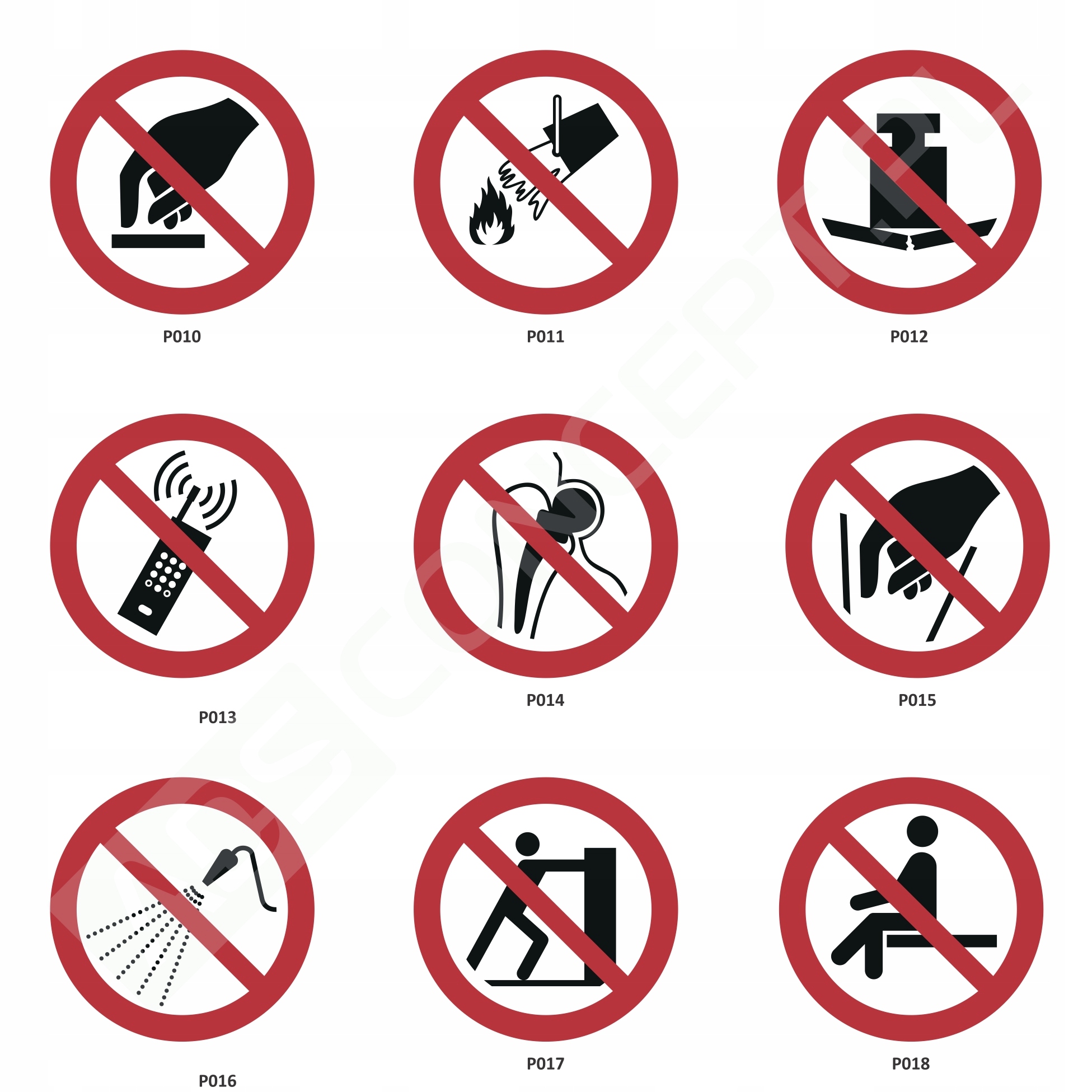 znaki bhp naklejki p0010-p018