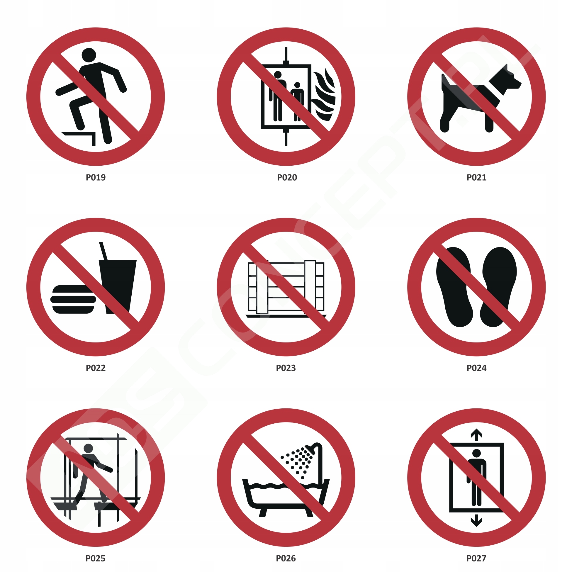 znaki bhp naklejki p0019-p027