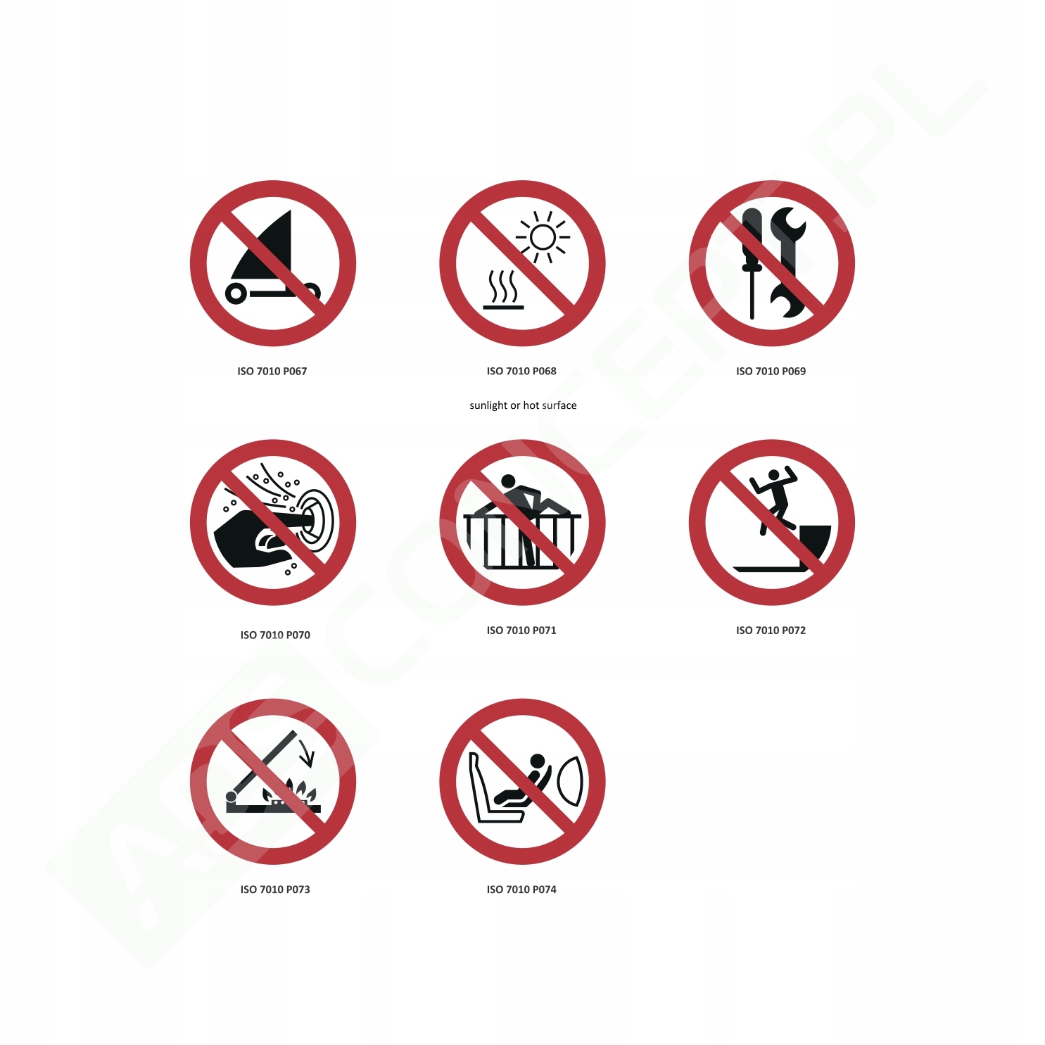 znaki bhp naklejki p067-p074 znaki bhp naklejki p067-p074