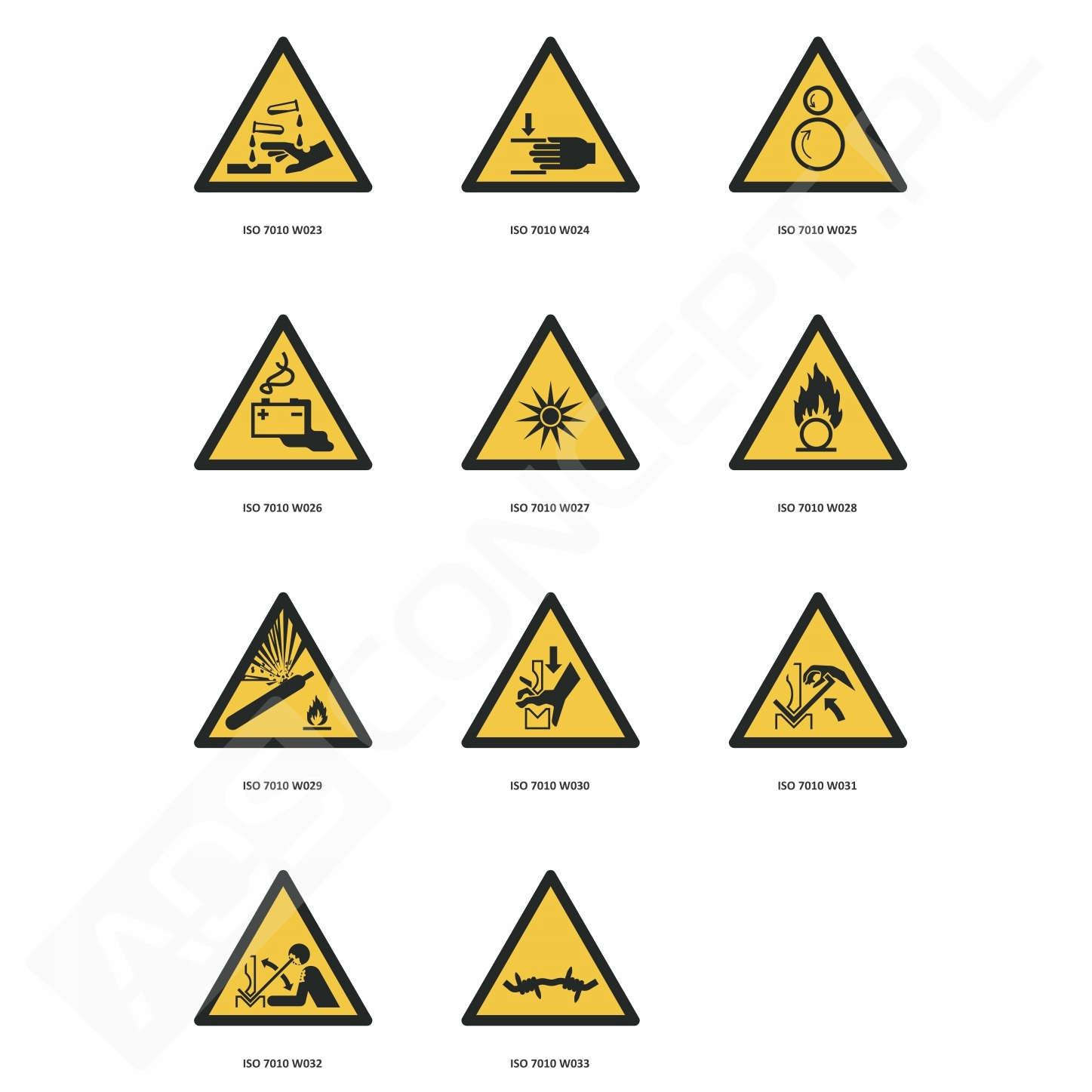 Znaki bhp ostrzegawcze naklejki nalepki 5X5 CM foliowe iso 7010 - obrazek 7
